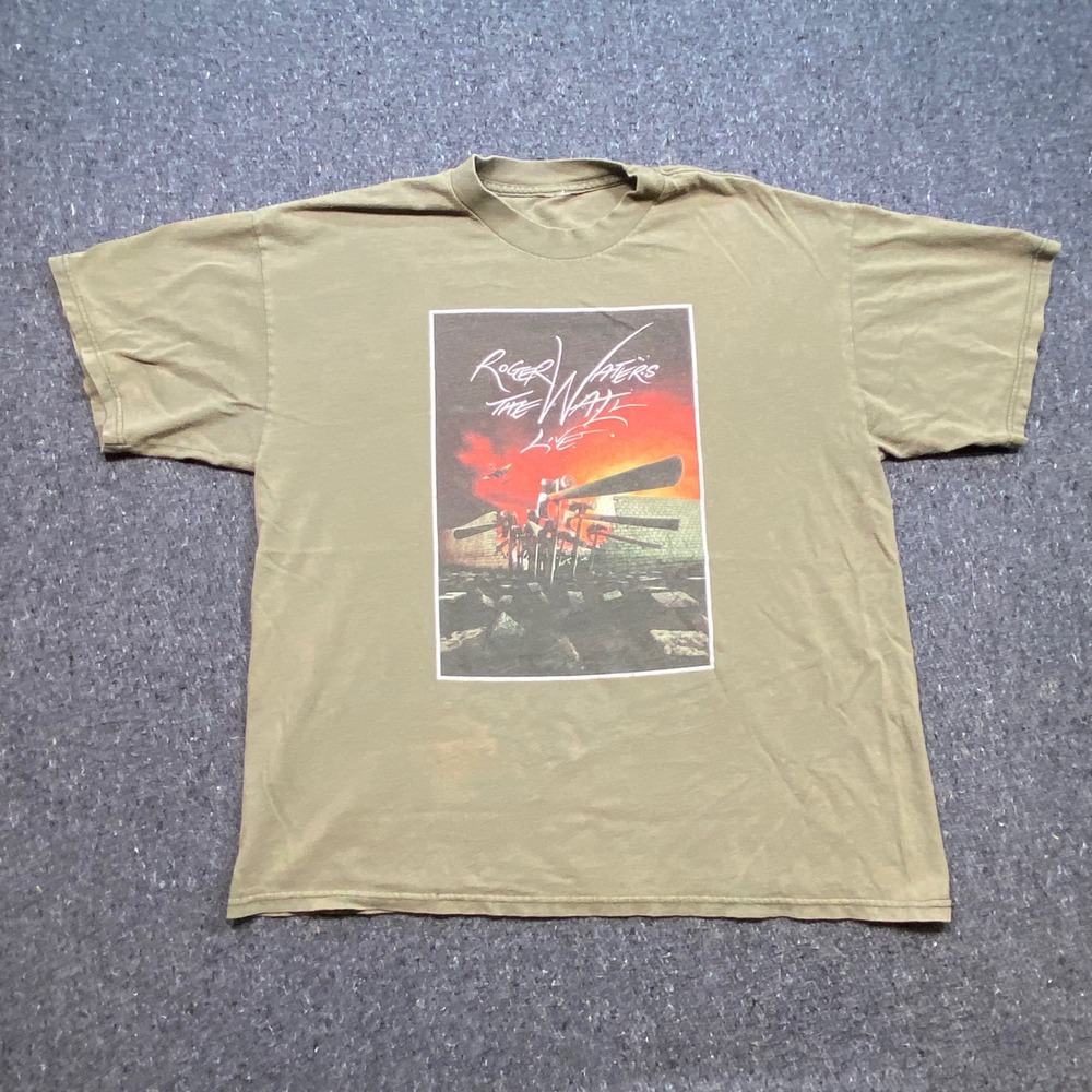Roger Waters The Wall Live 2012 Tour Shirt Sz XL Men Green Rock Band Concert Tee